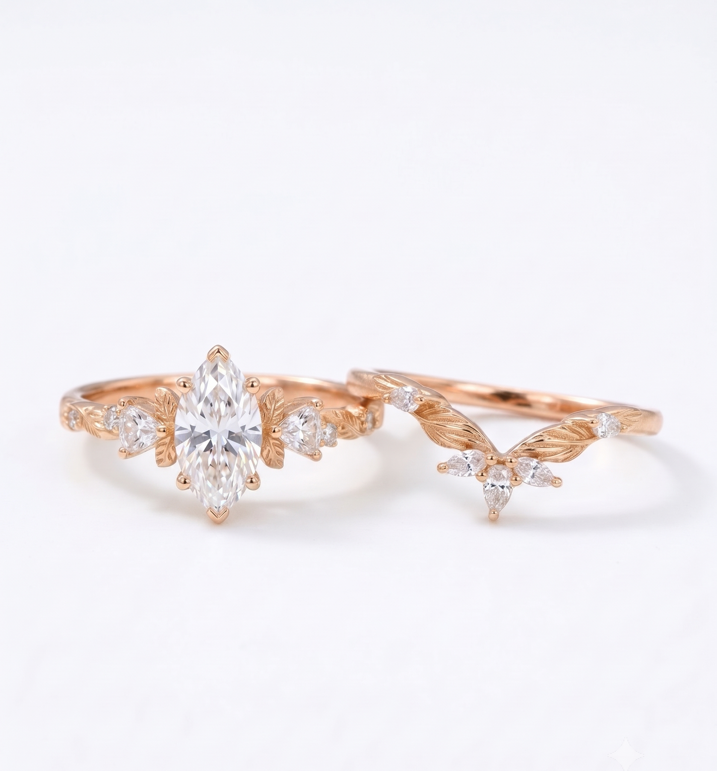 1.410CT Marquise Lab Grown Diamond Engagement Ring Set