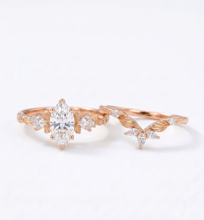 1.410CT Marquise Lab Grown Diamond Engagement Ring Set