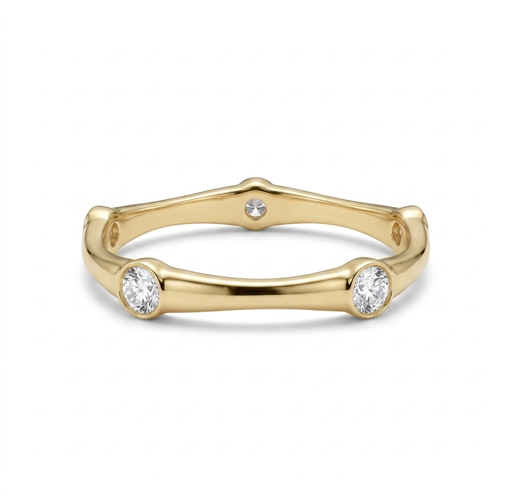 14K Gold Bezel Ring – Lab‑Grown Diamond Stackable