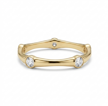 14K Gold Bezel Ring – Lab‑Grown Diamond Stackable