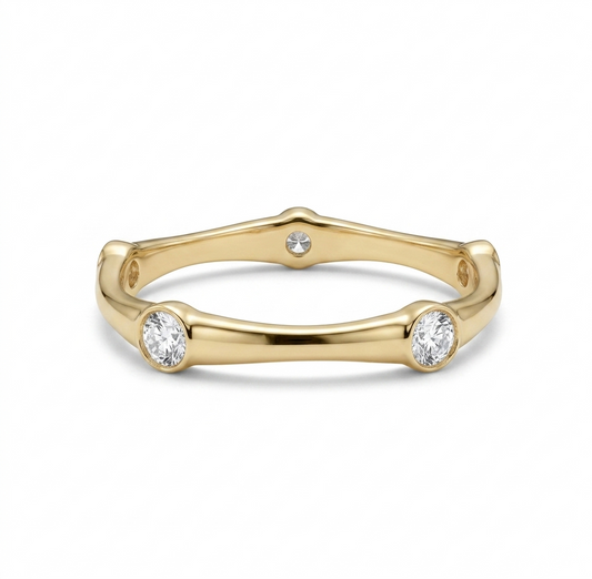 14K Gold Bezel Ring – Lab‑Grown Diamond Stackable