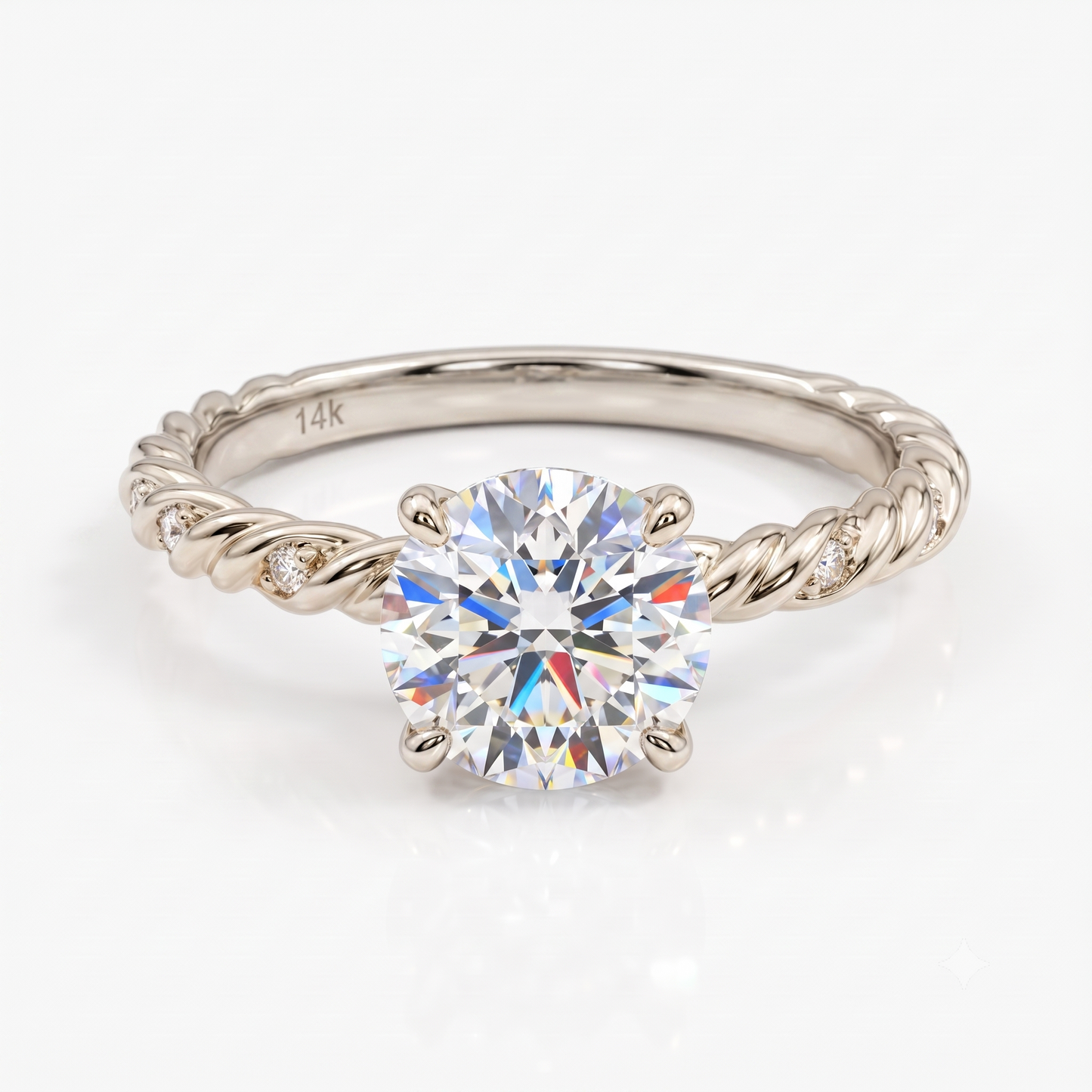 1.0CT Round Cut Twist Lab-Grown Diamond Ring