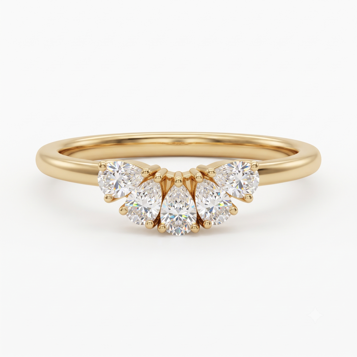 pear cut lab grown diamond curved wedding band