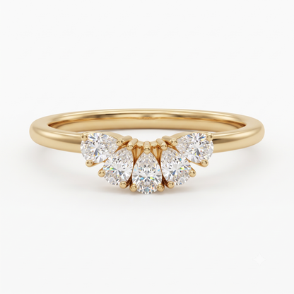 pear cut lab grown diamond curved wedding band
