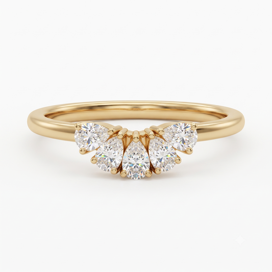 pear cut lab grown diamond curved wedding band