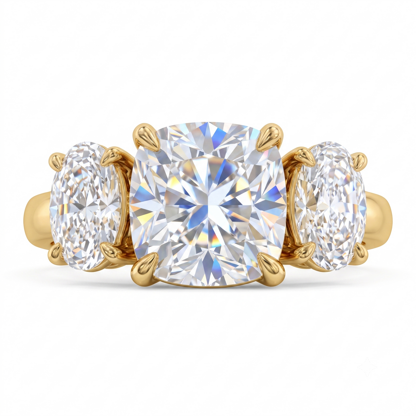 1.5tw Old Mine Cushion Cut Lab-Grown Three Stone Engagement Ring
