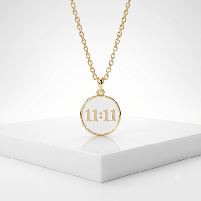 11:11 Angel Number Pendant Necklace, Manifestation Necklace 14K Gold
