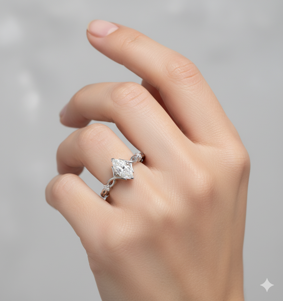 0.536ct Marquise Lab Grown Diamond Engagement Ring