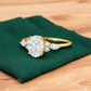 1.50ct Oval Cut Lab Grown Diamond Engagement Ring, Cluster Bridal Ring
