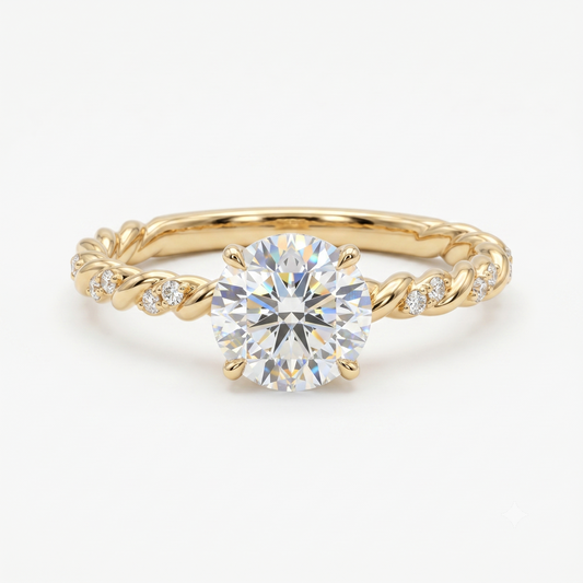 1.0CT Round Cut Twist Lab-Grown Diamond Ring