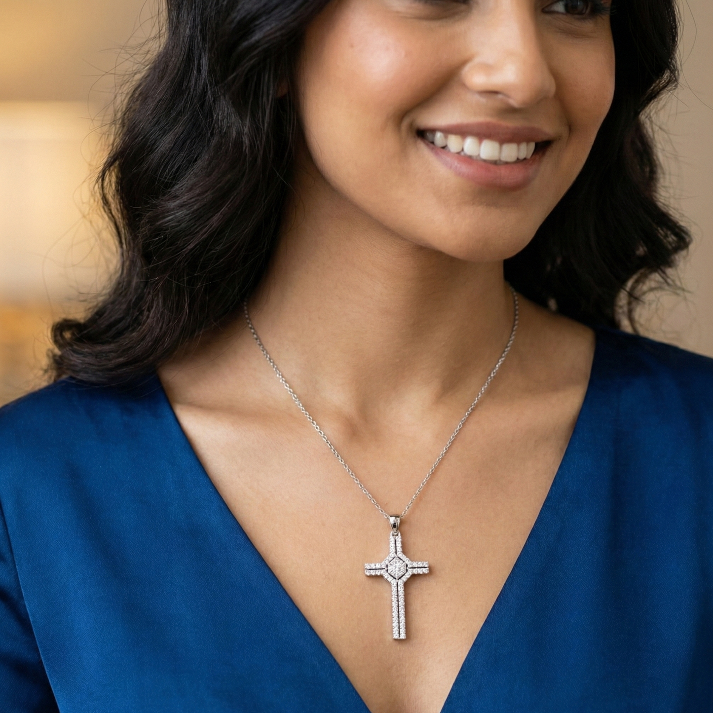0.700 ct Lab-Grown Cross Necklace