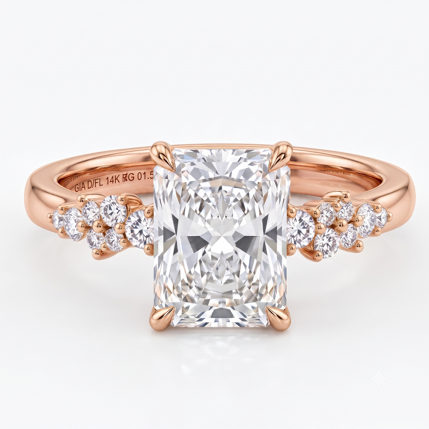 2 Ct Radiant Lab Grown Diamond Ring – Cluster Design