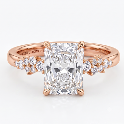 2 Ct Radiant Lab Grown Diamond Ring – Cluster Design