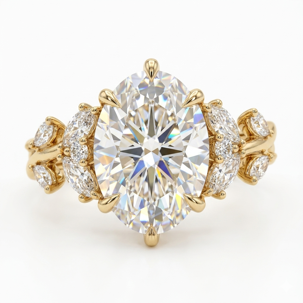 3.60 Carat Marquise Lab-Grown Cluster Engagement Ring
