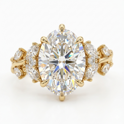 3.60 Carat Marquise Lab-Grown Cluster Engagement Ring