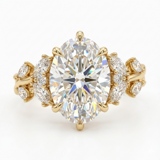 3.60 Carat Marquise Lab-Grown Cluster Engagement Ring