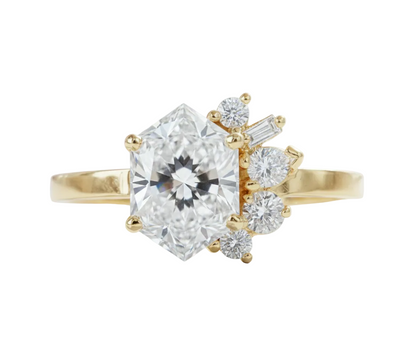 1.90 Ct Hexagon Lab Grown Diamond Engagement Ring