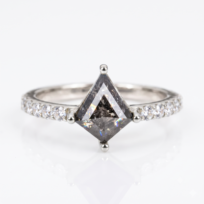 1.29ct Kite cut salt and pepper Engagement Diamond Ring