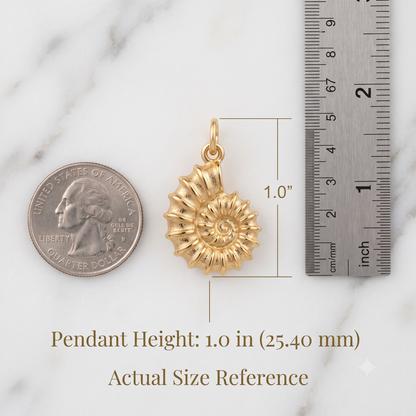 14K Gold Nautilus Shell Necklace - Spiral Shell Pendant