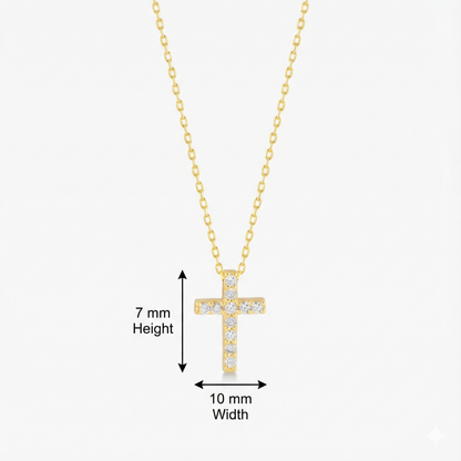 Dainty Cross Necklace 0.06 CT – 14K Solid Gold Pendant