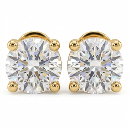 1.00ct Lab Grown Diamond Stud Earrings, Round Solitaire Diamond Earrings