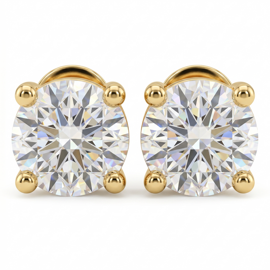 1.00ct Lab Grown Diamond Stud Earrings, Round Solitaire Diamond Earrings