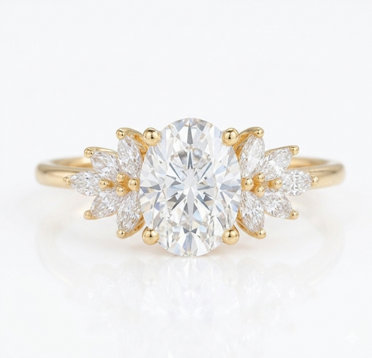 1.65 Ct Oval Diamond Cluster Engagement Ring – Lab-Grown Brilliance