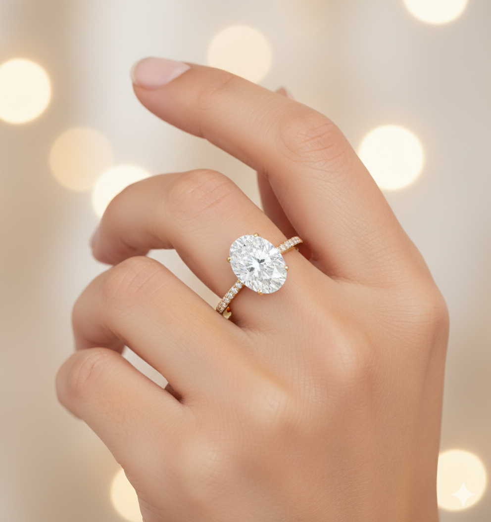 2.680 ct Oval Shaped Lab Grown Diamond Engagement Ring