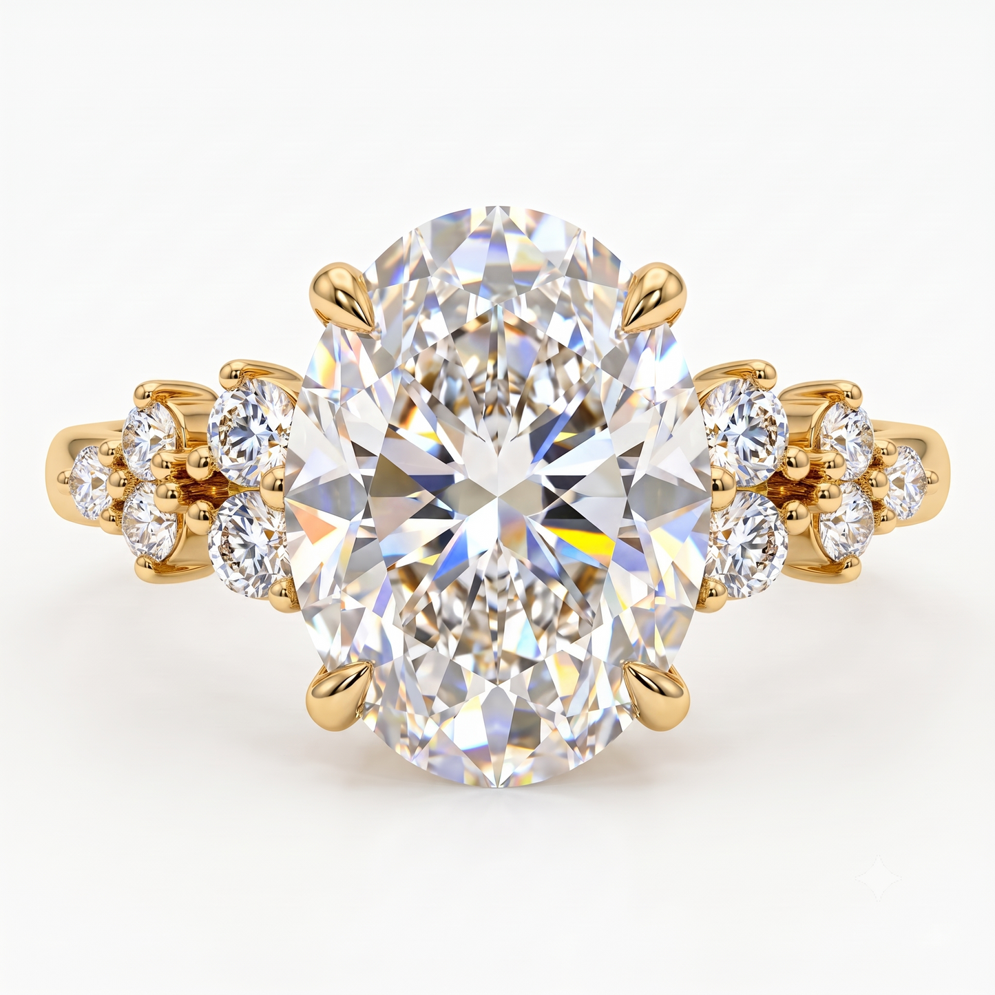 2.220 CT Oval Cut Lab Grown Diamond Cluster Engagement Ring