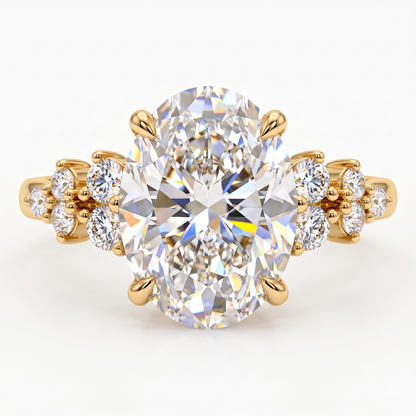 2.220 CT Oval Cut Lab Grown Diamond Cluster Engagement Ring