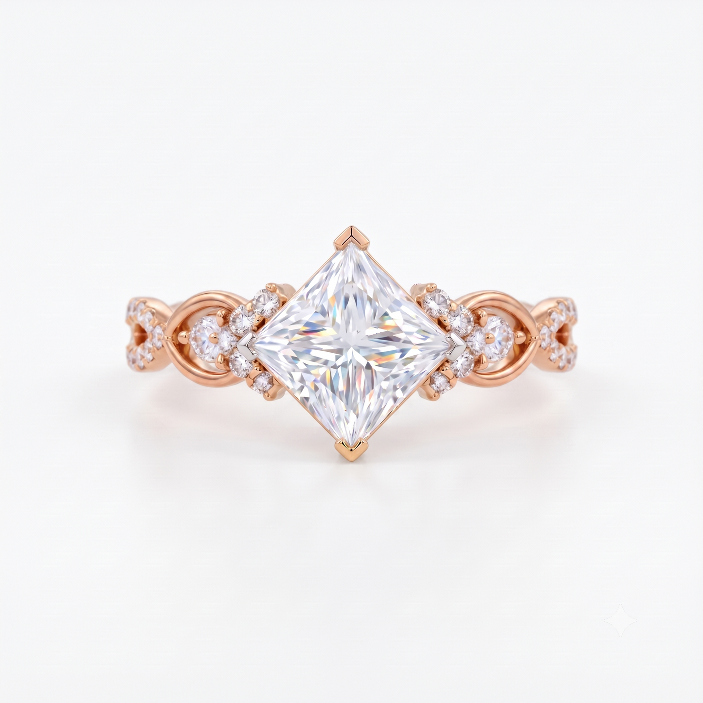 1 ct Princess Lab Diamond Twist Engagement Ring