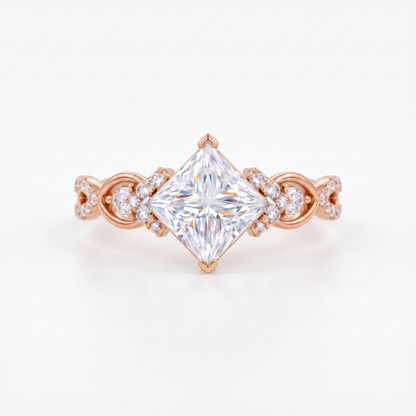 1 ct Princess Lab Diamond Twist Engagement Ring