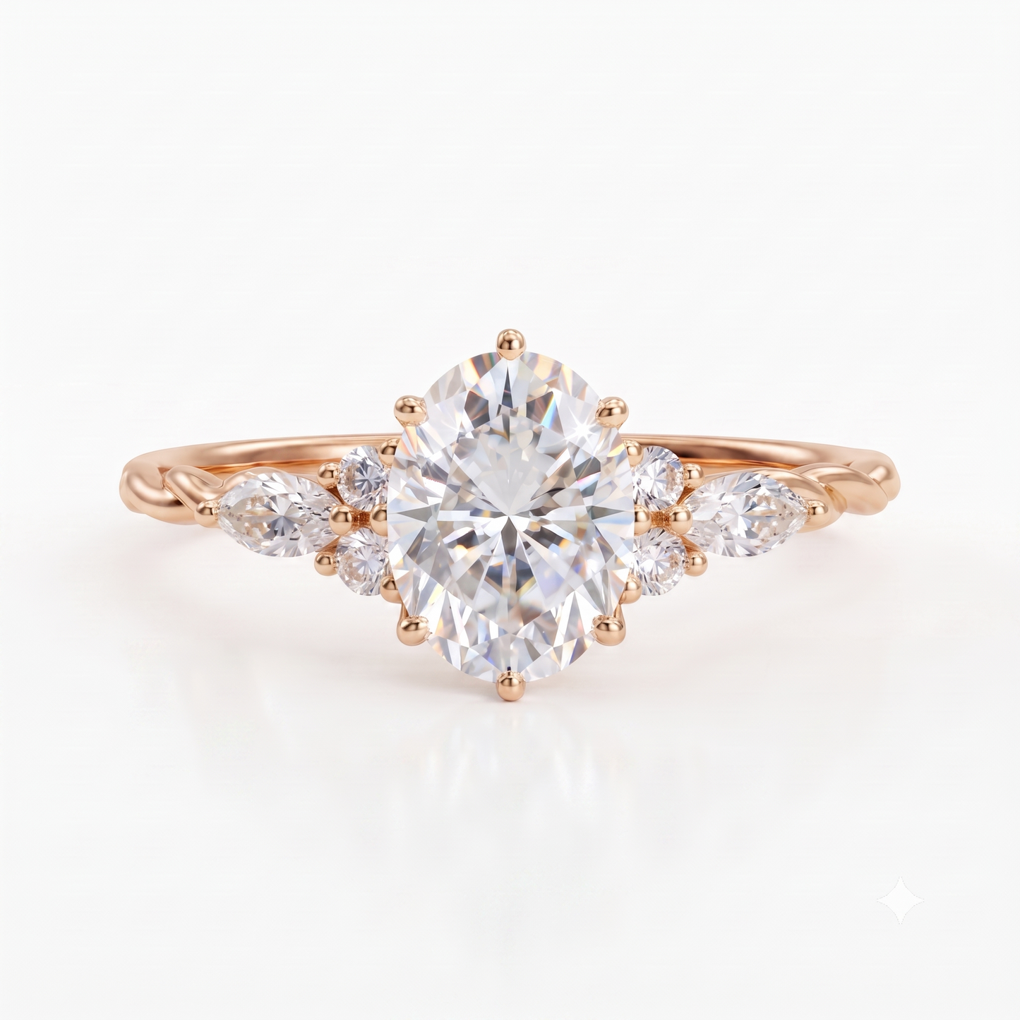 1.76Ct Oval Lab Diamond Ring with Marquise Eternity Twist
