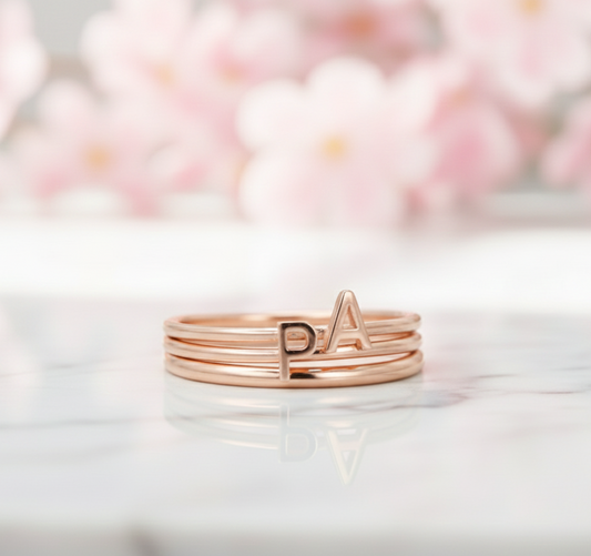 Custom Initial Ring – Personalized Letter Gold Ring
