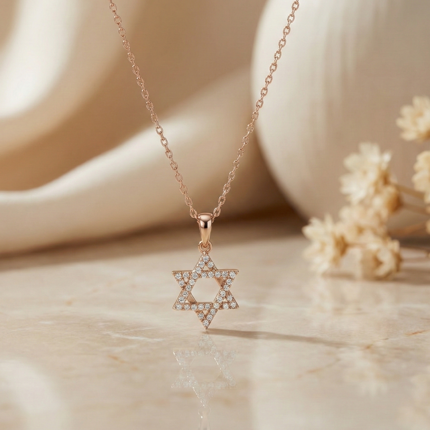 Spiritual Star of David Pendant – 14K Gold Lab Diamonds