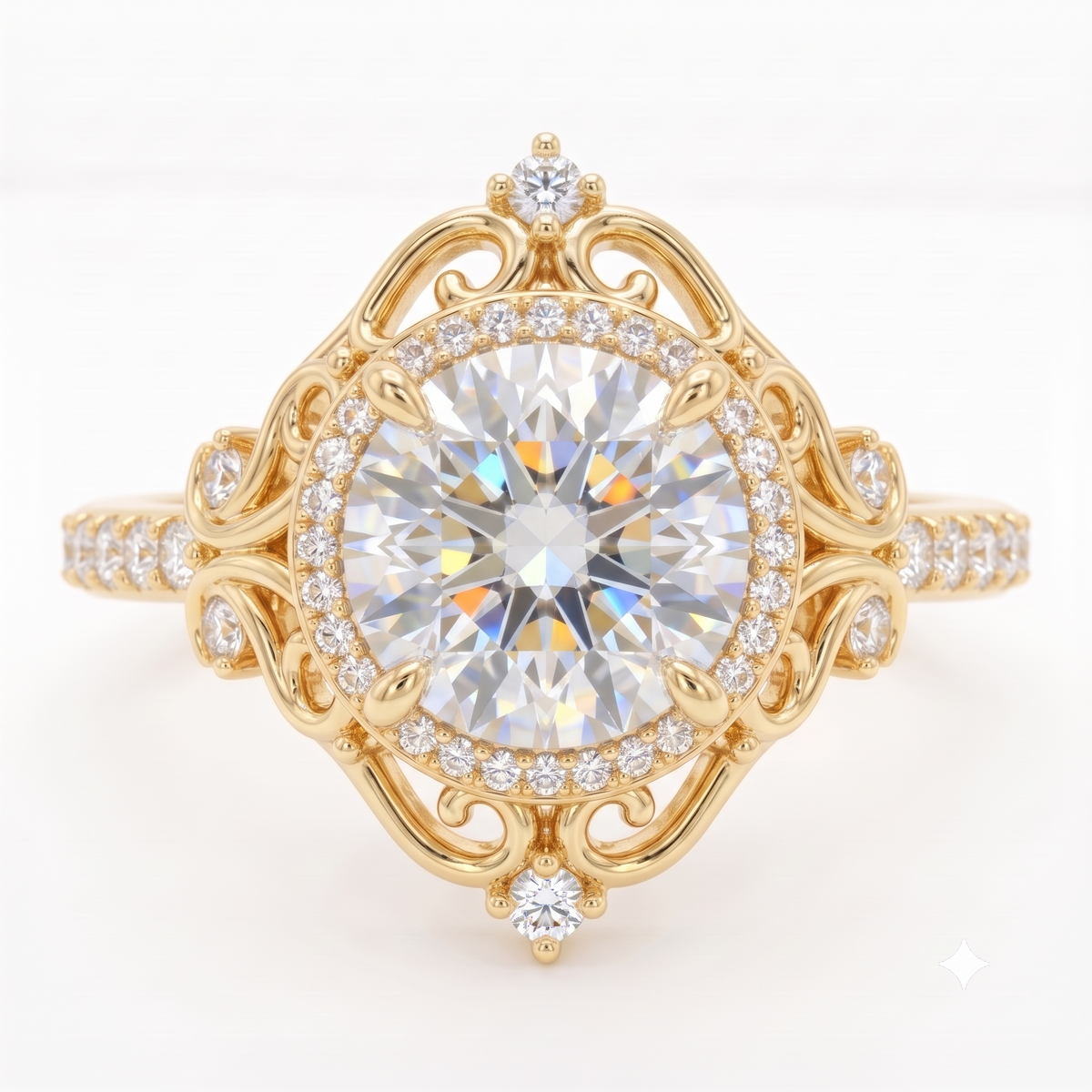 1.600ct  Round Cut Lab Grown Diamond Halo Engagement Ring