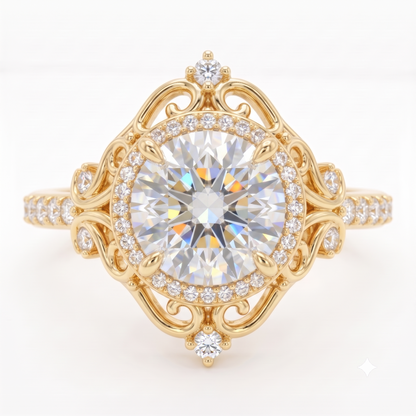 1.600ct  Round Cut Lab Grown Diamond Halo Engagement Ring