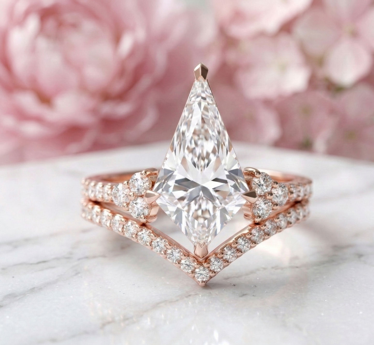 1.750ct Kite Cut Lab-Grown Diamond Engagement Ring Set