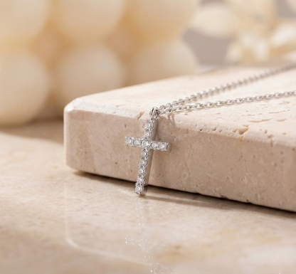 0.150 Ct Lab-Grown Cross Necklace – 14K Rose Gold Pendant