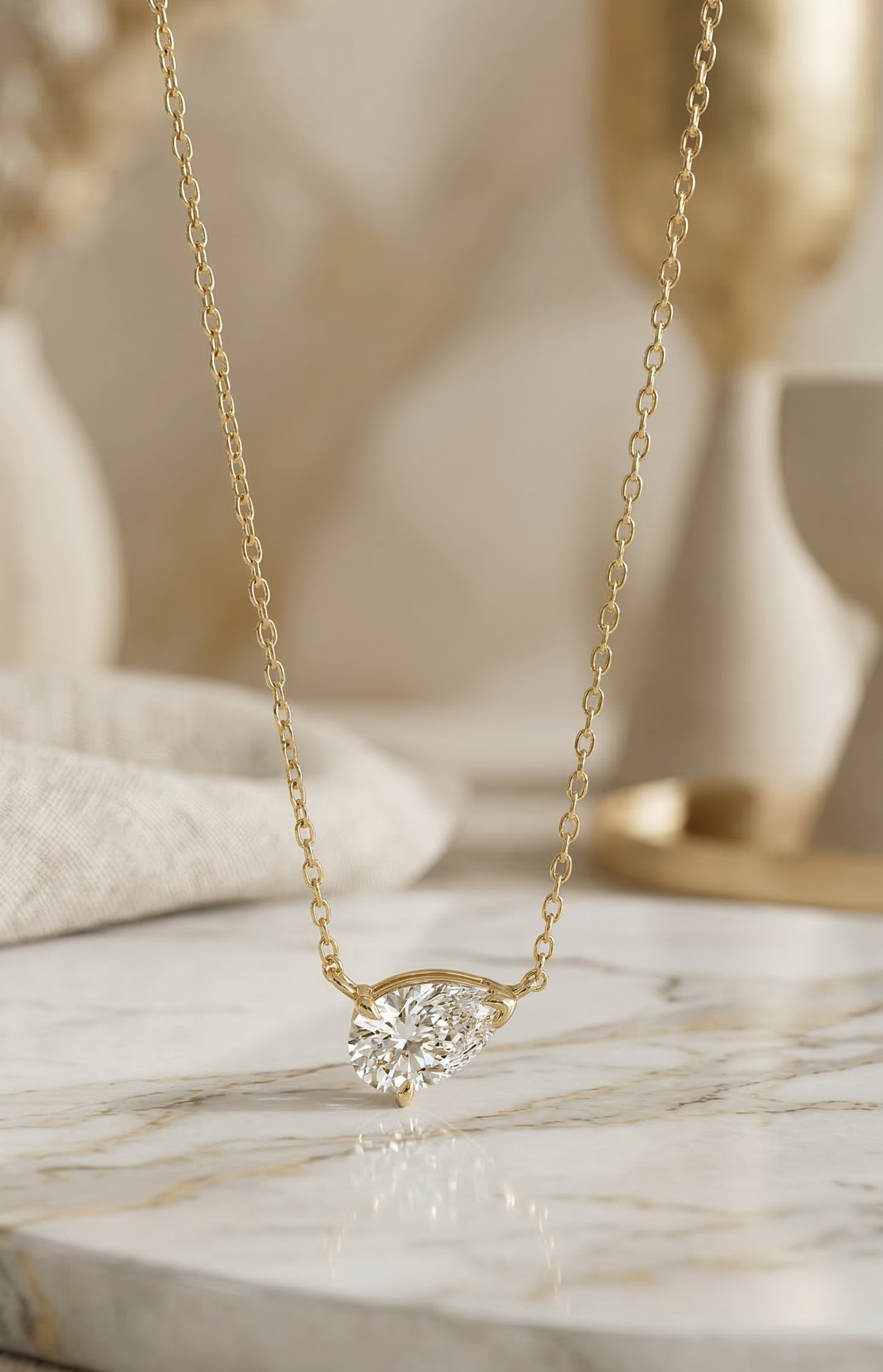 1 Carat Pear Lab Grown Diamond Pendant Necklace