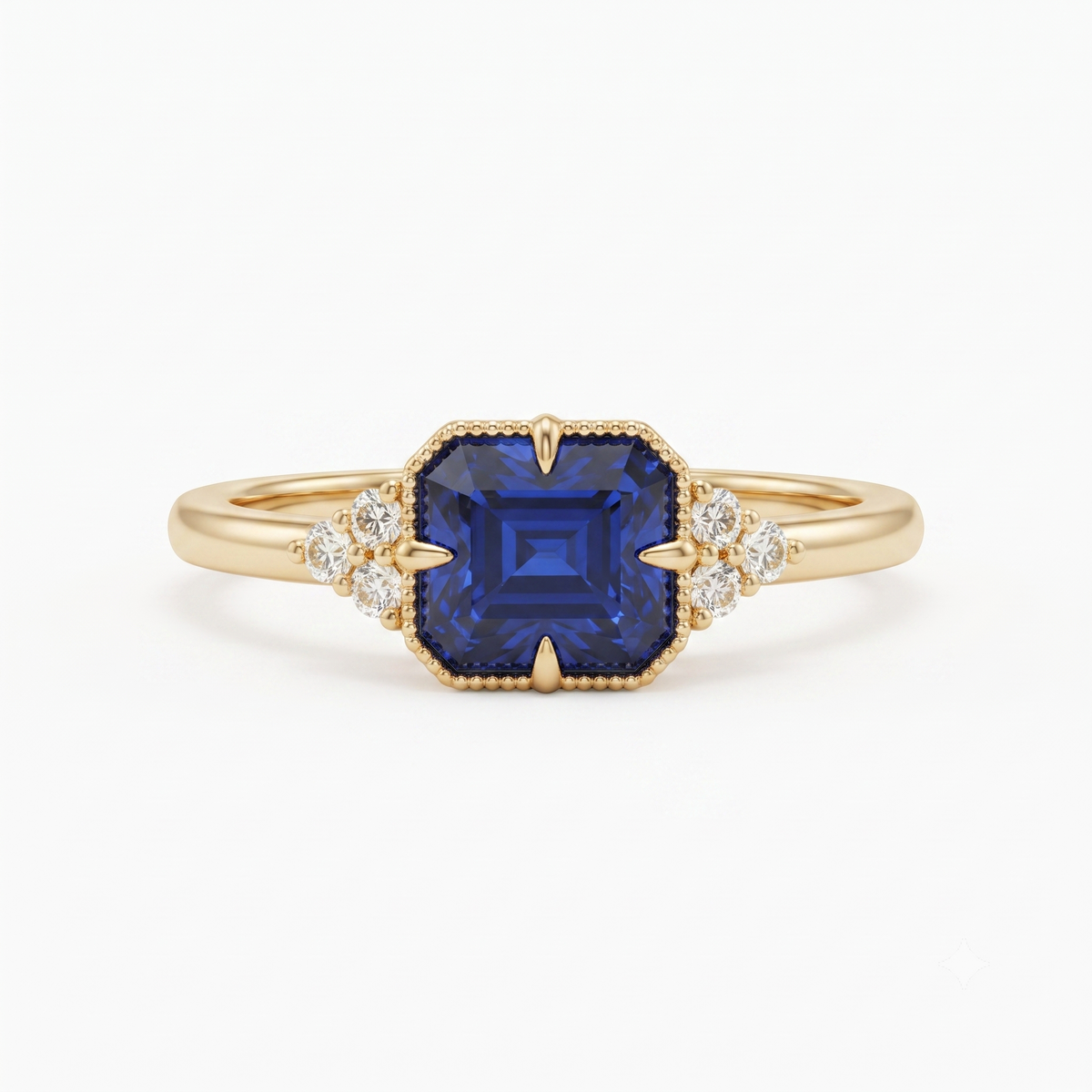 London Blue Topaz Emerald Cut Lab Grown Ring