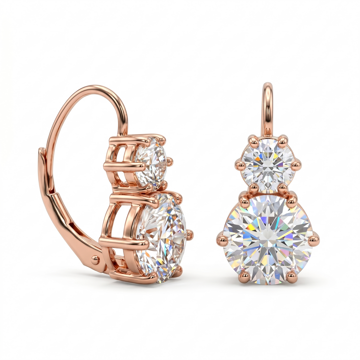 8.00ct Round Lab Grown Diamond Drop Dangle Earrings