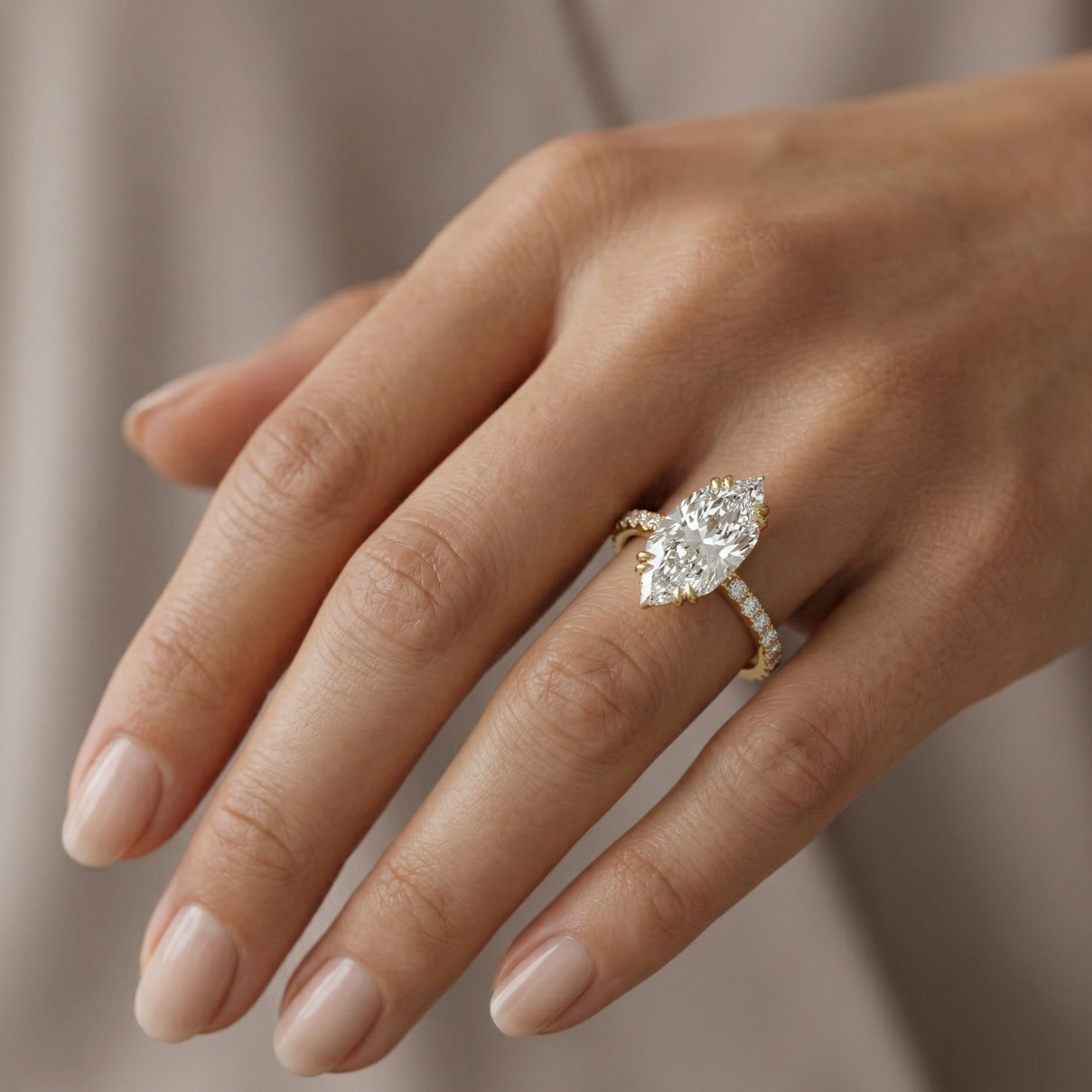 1.950ct Marquise Lab Grown Diamond Pave Band Engagement Ring