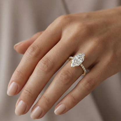 1.950ct Marquise Lab Grown Diamond Pave Band Engagement Ring
