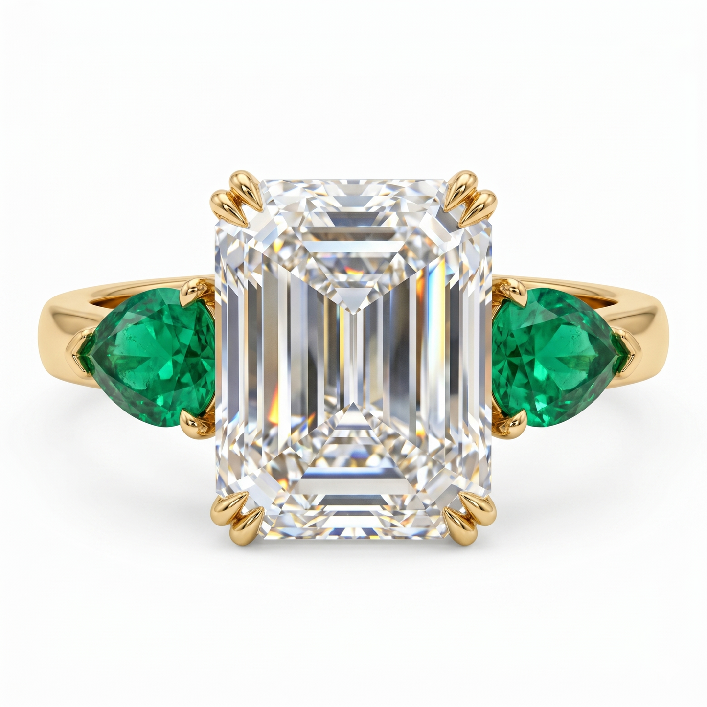 three stone emerald cut diamond ring​

