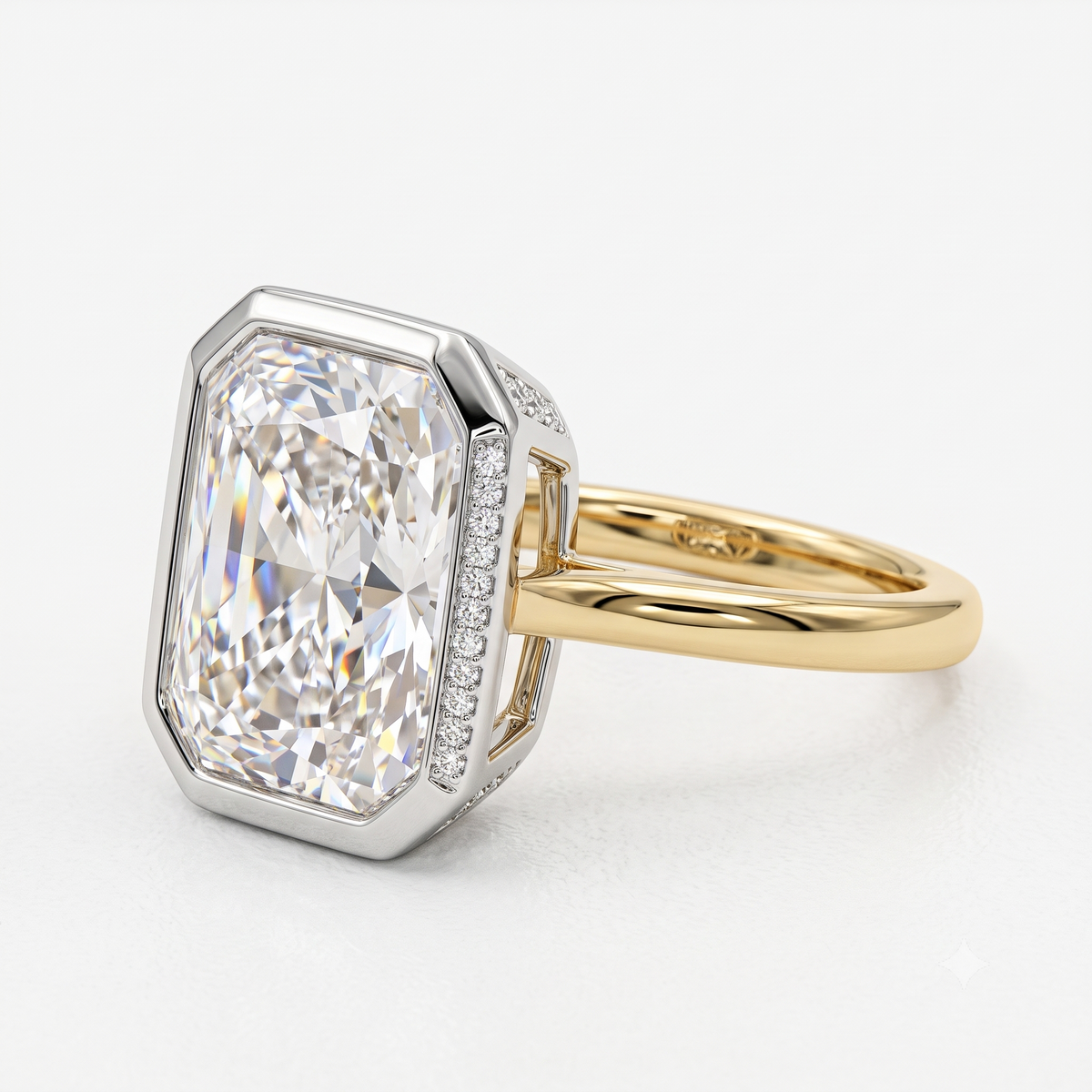 1.00ct Radiant Cut Lab Grown Diamond Modern Halo Engagement Ring