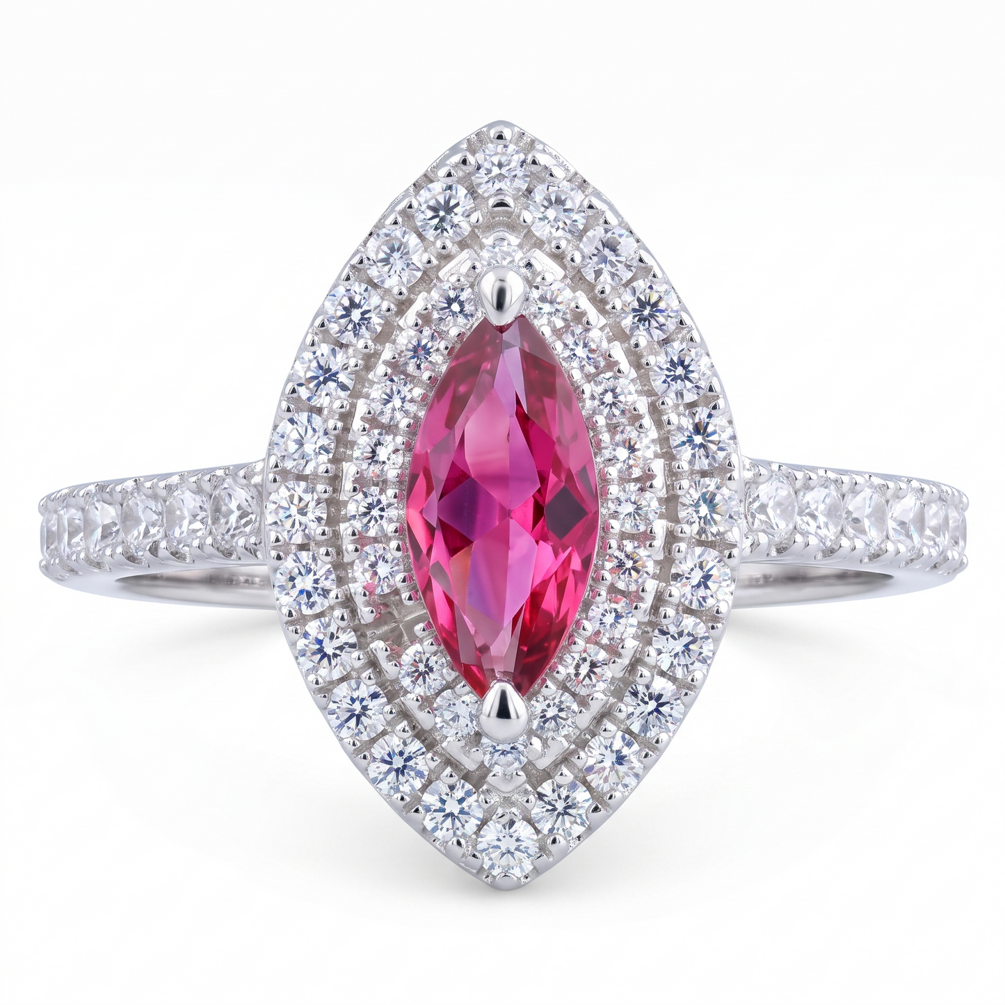 0.50TCW Marquise Cut Pink Diamond Engagement Ring