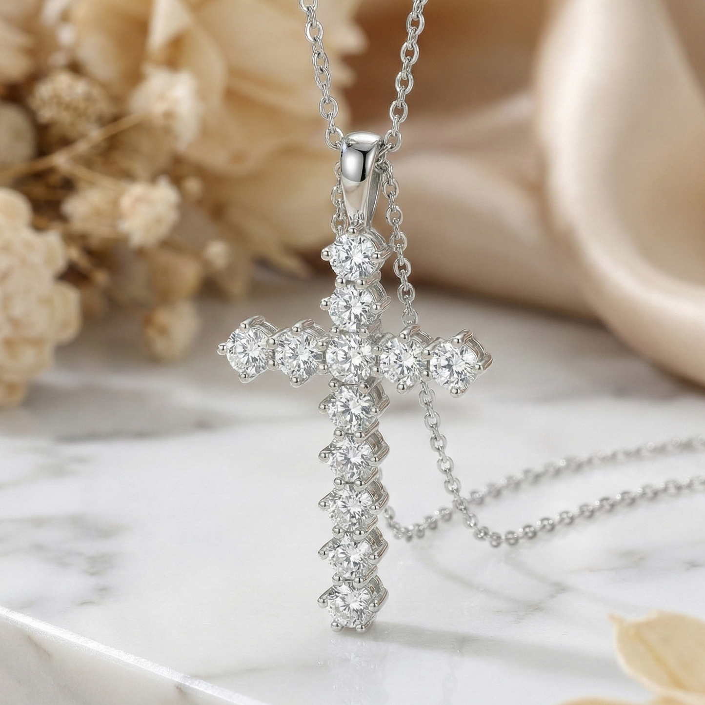 1.30Ct Brilliant Lab-Grown Cross Necklace
