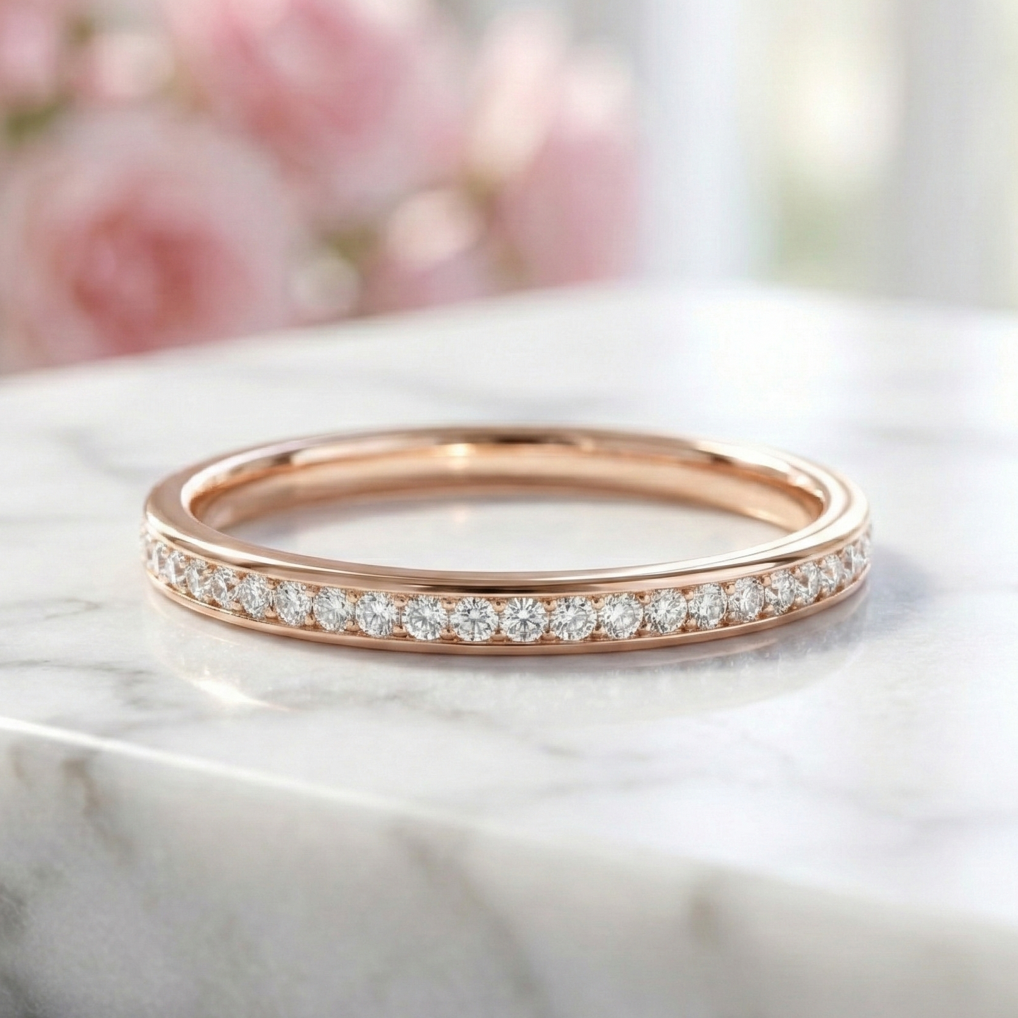 0.180Ct Moissanite Wedding Band Channel Set Diamond Ring