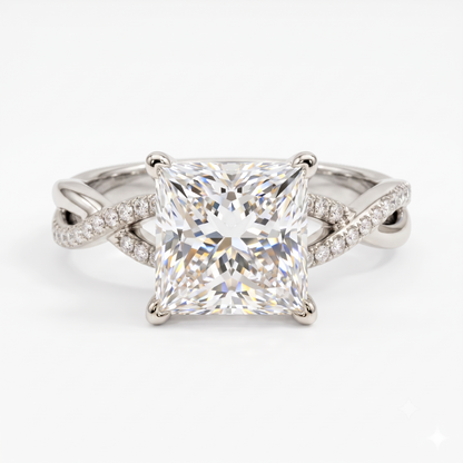 2.0ct Princess cut Twist Lab-Grown engagement ring